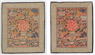 2 Antique Chinese Silk Embroideries, Qing D.