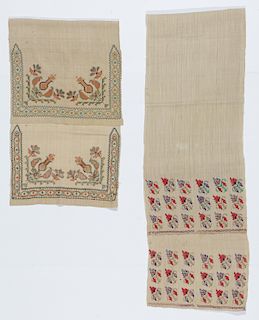 2 Antique Turkish Silk Embroidered Towels