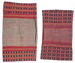 2 Old West Timor Sarongs, Ikat and Buna Patterning