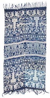 Old Indonesian Indigo-dyed Cotton Ikat Textile