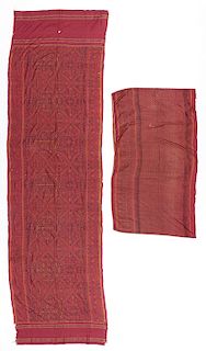 2 Cambodian Silk Ikat Textiles, Early 20th C.