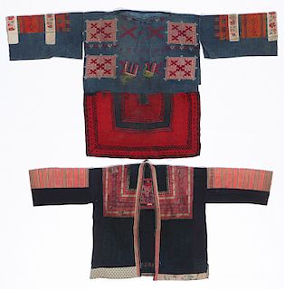 2 Old Silk Embroidered Jackets, Miao and Yao People