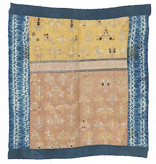 Silk Brocade Blanket Textile, Maonan People, China