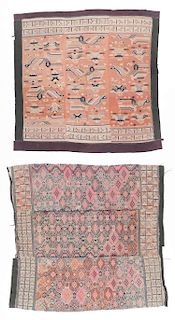 2 Antique Blanket Textiles, Tujia People, China
