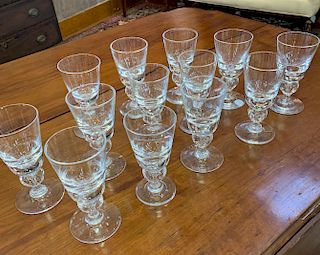 Signed Set of 13 Steuben White Wine Glasses Designed by  George Thompson in 1940