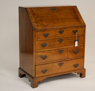 American Tiger Maple Slant Front Desk, c 1800