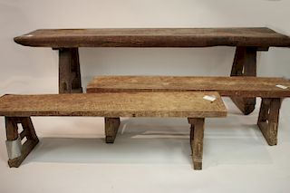 English Country Oak Trestle Table & Benches