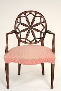 Hepplewhite Style Mahogany Open Arm Chair