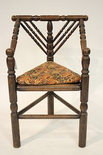 Elizabethan Style Turned Oak Corner Armchair