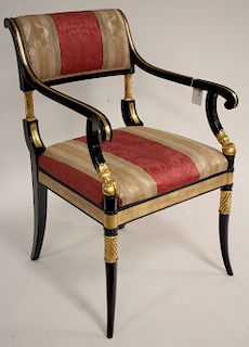 Regency Style Ebonized & Parcel Gilt Arm Chair