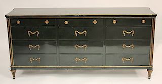 Louis XVI Style Green Lacquered Triple Dresser