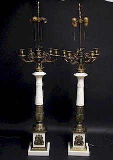 Pair Empire Style Candelabra Lamps