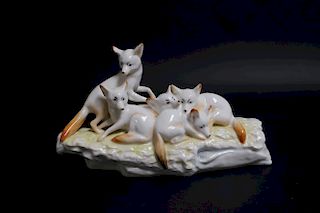 Karl Ens German Porcelain "Fox Family"