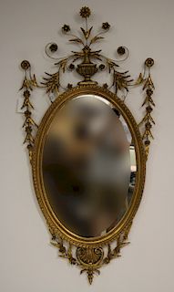 Neoclassical Style Oval Giltwood Mirror