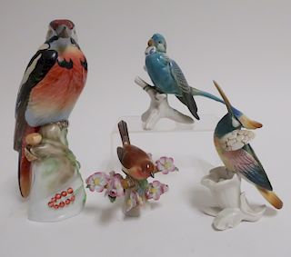 4 Porcelain Birds, Largest & Smallest are Herend