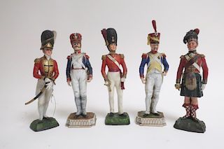 5 Porcelain Military Guards