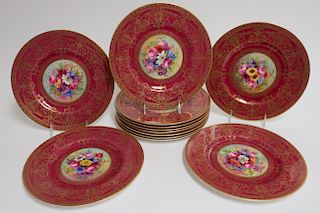 12 Royal Worcester Cabinet Plates - Hand Painted