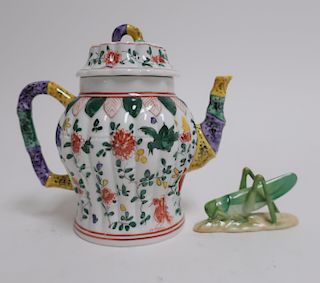 Dresden Single Serve Teapot; Herend Grasshopper