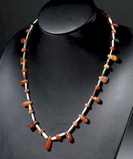 Ancient Persian Faience / Carnelian Beaded Necklace