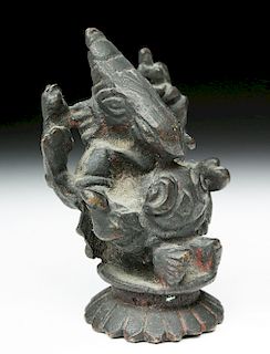Petite 18th C. Indian Bronze Statue of Ganesha
