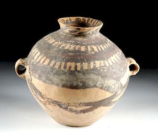 Chinese Neolithic Polychrome Handled Vessel