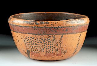 Maya Polychrome Bowl w/ Jaguar Motif