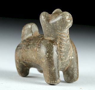 Adorable Moche Carved Stone Dog Amulet