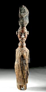 20th C. African Yaka / Suku Wood Post, Anthropomorphic