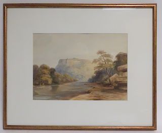 19th British Sch, Katghar River (India) W/C 1861