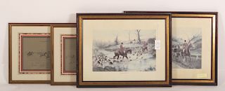 Four Fox Hunting Lithos. Incldg. Bentley Harriers