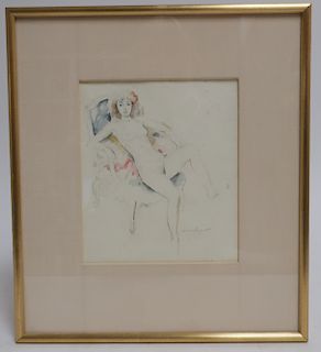 Warren Brandt, Seated Nude Female, Watercolor