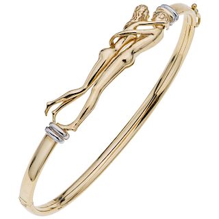 A yellow and white gold 14K bracelet.