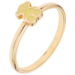 A ring with 18K gold enamel.