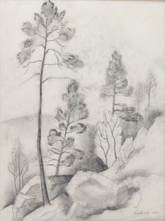 Vance Kirkland 
(American, 1904-1981)
Landscape With Trees, 1941