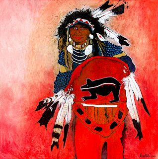 Kevin Red Star
(Crow, b. 1943)
Bad Bear and His Medicine Shield, 1989