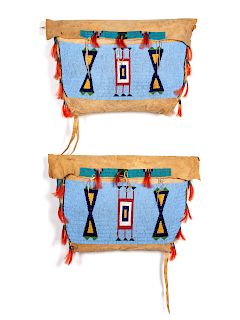 Sioux Beaded Buffalo Hide Possible Bags, Matched Pair
each 16 x 22 inches