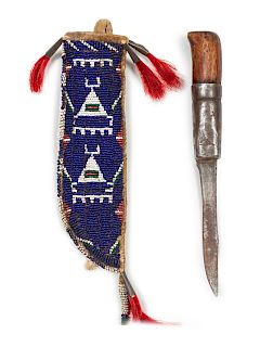 Sioux Beaded Hide Knife Sheath
length of sheath 8 inches 