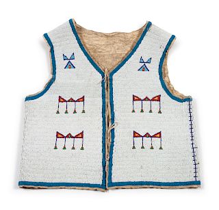 Sioux Beaded Hide Vest
length 20 3/4 x chest 21 inches