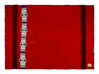 Sioux Beaded Hide Blanket Strip on Hudson Bay Blanket
blanket 56 x 60 inches