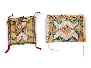 Plateau Painted Parfleche Envelopes, Group of Two
dimensions of largest 6 1/2 x 7 inches 