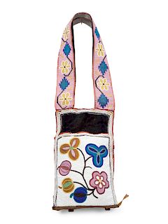 Great Lakes Beaded Bandolier Bag
length 38 x width 12 1/2 inches