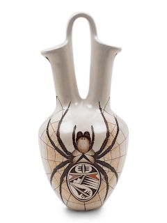 Burel Naha 
(Hopi, b. 1944)
Polychrome Wedding Vase with spider