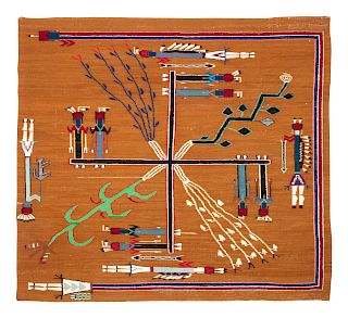 Navajo Sandpainting Weaving, From the Nightway Chant
49 x 52 inches