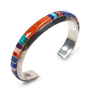 Wes Willie
(Dine, b. 1957)
Sterling silver and channel inlay cuff bracelet