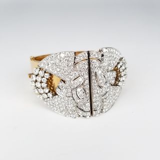 13ct Diamond & Gold Bracelet/Brooch/Pin Set