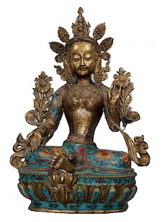 Large Antique Chinese Cloisonne Figure, Qing