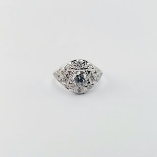 18K White Gold Art Deco Diamond Ring