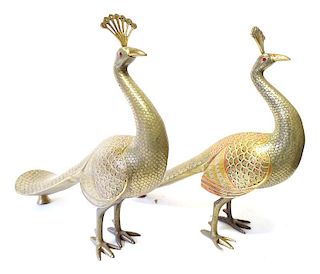 (2) Brass Middle Eastern Indian peacocks