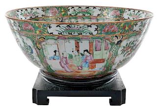 Famille Rose Porcelain Punch Bowl with Stand