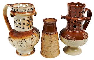Three English Stoneware Drinking Vessels